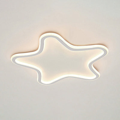 Contemporary Creative Kids Star Shape Silicone Aluminum Iron LED Flush Mount Ceiling Light For Bedroom
