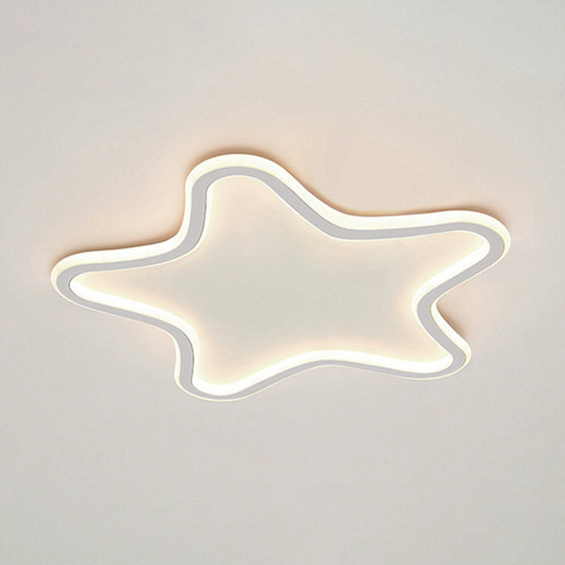 Contemporary Creative Kids Star Shape Silicone Aluminum Iron LED Flush Mount Ceiling Light For Bedroom