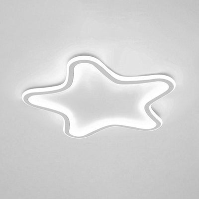 Contemporary Creative Kids Star Shape Silicone Aluminum Iron LED Flush Mount Ceiling Light For Bedroom