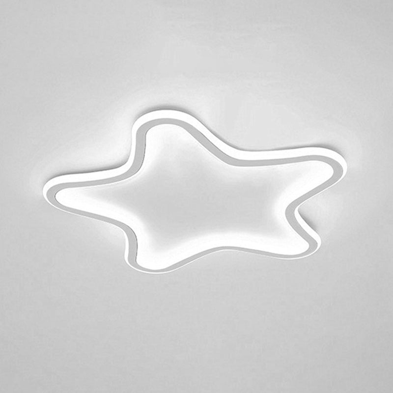 Contemporary Creative Kids Star Shape Silicone Aluminum Iron LED Flush Mount Ceiling Light For Bedroom