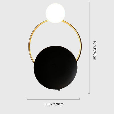 Moderne Mid-Century Runde Kreisring-Hardware-Glas 2-Licht-Wandleuchte für das Schlafzimmer 