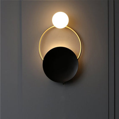 Moderne Mid-Century Runde Kreisring-Hardware-Glas 2-Licht-Wandleuchte für das Schlafzimmer 