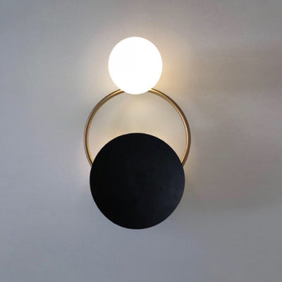 Moderne Mid-Century Runde Kreisring-Hardware-Glas 2-Licht-Wandleuchte für das Schlafzimmer 