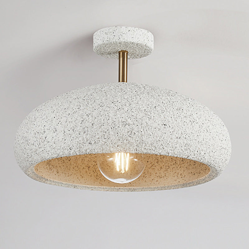 Contemporary Scandinavian Wabi Sabi Oval Round Iron Composite 1-Light Semi-Flush Mount Ceiling Light For Hallway