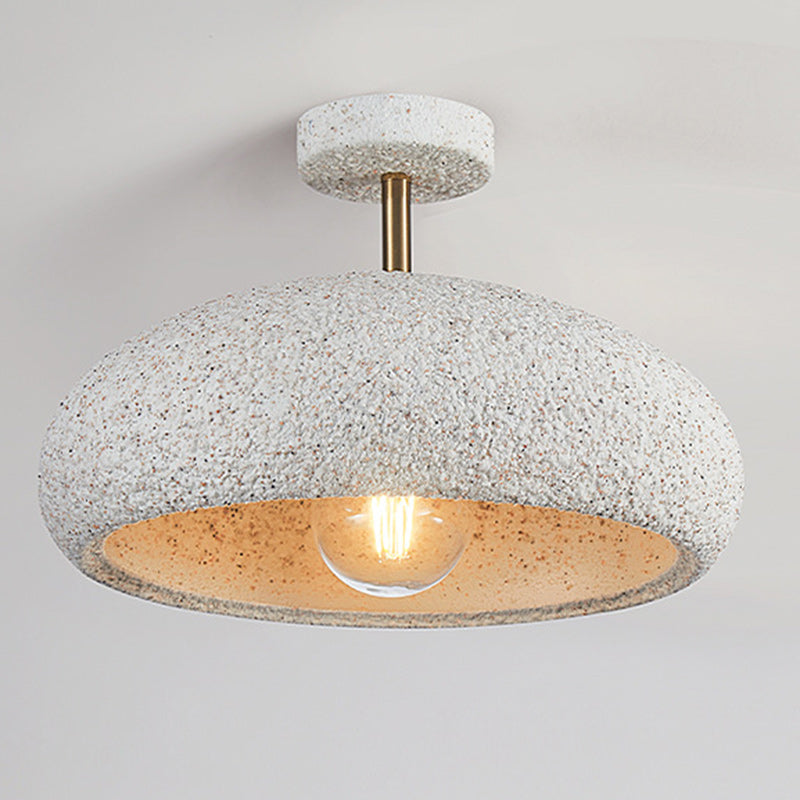 Contemporary Scandinavian Wabi Sabi Oval Round Iron Composite 1-Light Semi-Flush Mount Ceiling Light For Hallway