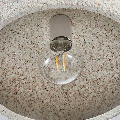 Contemporary Scandinavian Wabi Sabi Oval Round Iron Composite 1-Light Semi-Flush Mount Ceiling Light For Hallway