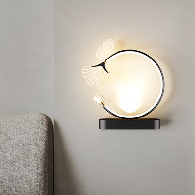 Contemporary Creative Round Flower Iron Aluminum Acrylic LED Wall Sconce Lamp For Bedroom