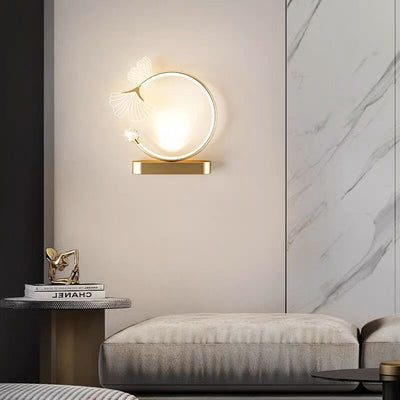Contemporary Creative Round Flower Iron Aluminum Acrylic LED Wall Sconce Lamp For Bedroom