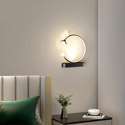 Contemporary Creative Round Flower Iron Aluminum Acrylic LED Wall Sconce Lamp For Bedroom