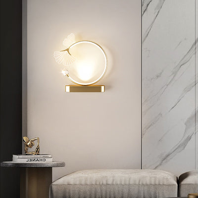 Contemporary Creative Round Flower Iron Aluminum Acrylic LED Wall Sconce Lamp For Bedroom