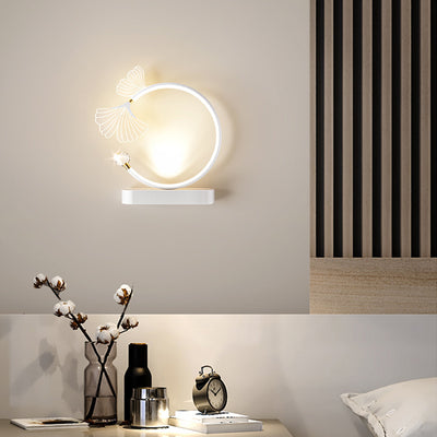 Contemporary Creative Round Flower Iron Aluminum Acrylic LED Wall Sconce Lamp For Bedroom