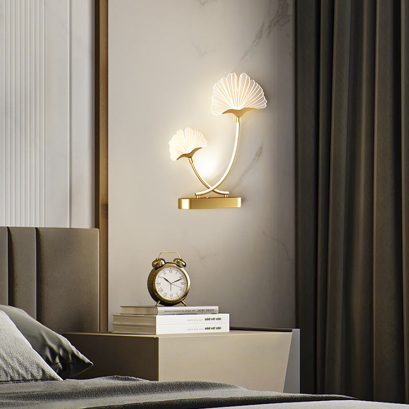 Applique murale LED en fer, aluminium et acrylique à double fleur créative contemporaine pour chambre 
