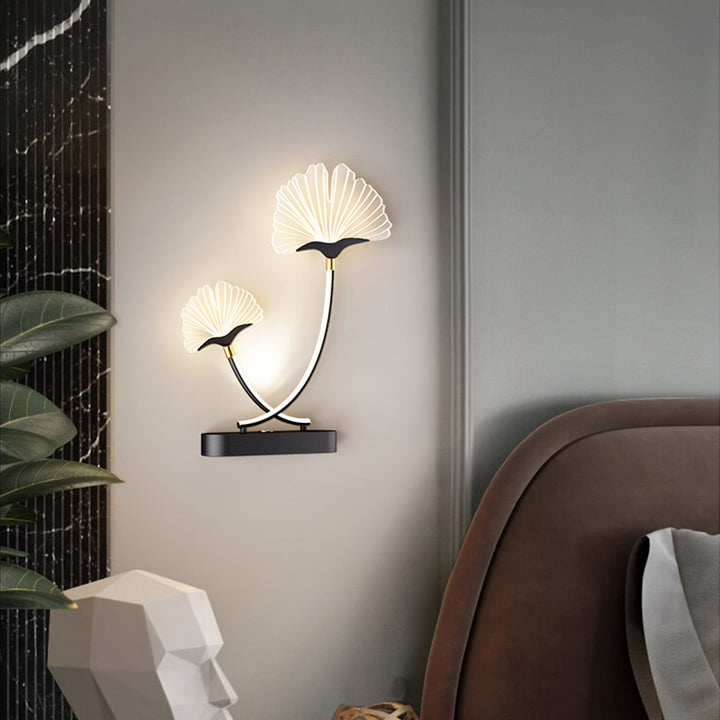 Applique murale LED en fer, aluminium et acrylique à double fleur créative contemporaine pour chambre 