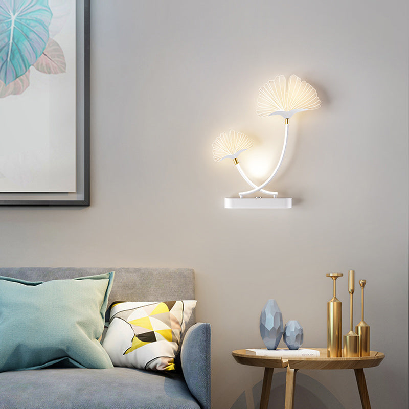 Applique murale LED en fer, aluminium et acrylique à double fleur créative contemporaine pour chambre 
