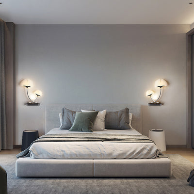 Contemporary Creative Double Flower Iron Aluminum Acrylic LED Wall Sconce Lamp For Bedroom