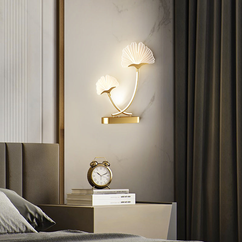 Contemporary Creative Double Flower Iron Aluminum Acrylic LED Wall Sconce Lamp For Bedroom