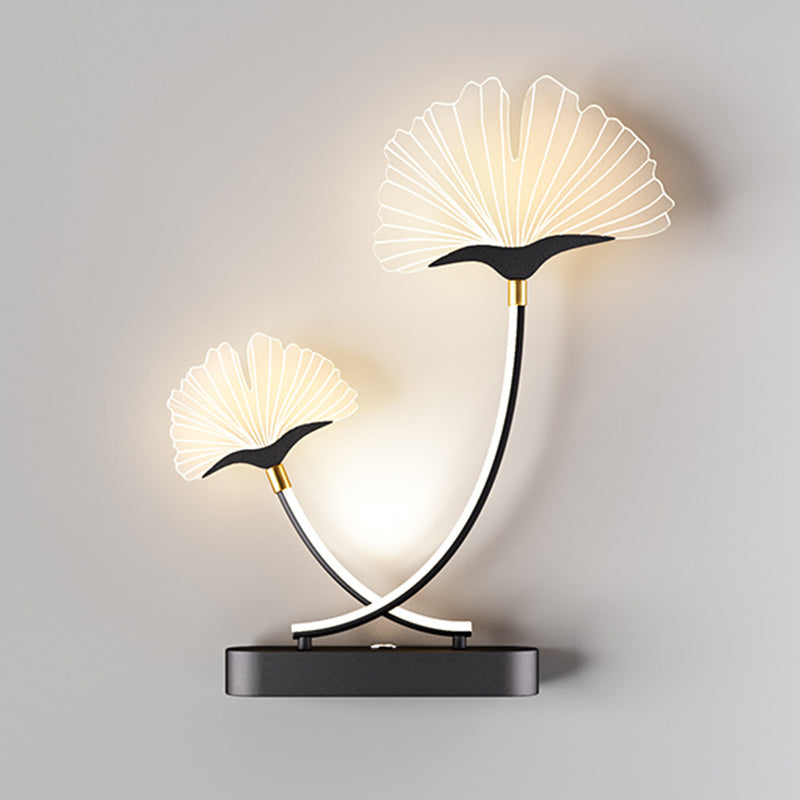 Contemporary Creative Double Flower Iron Aluminum Acrylic LED Wall Sconce Lamp For Bedroom