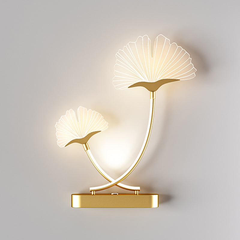 Contemporary Creative Double Flower Iron Aluminum Acrylic LED Wall Sconce Lamp For Bedroom