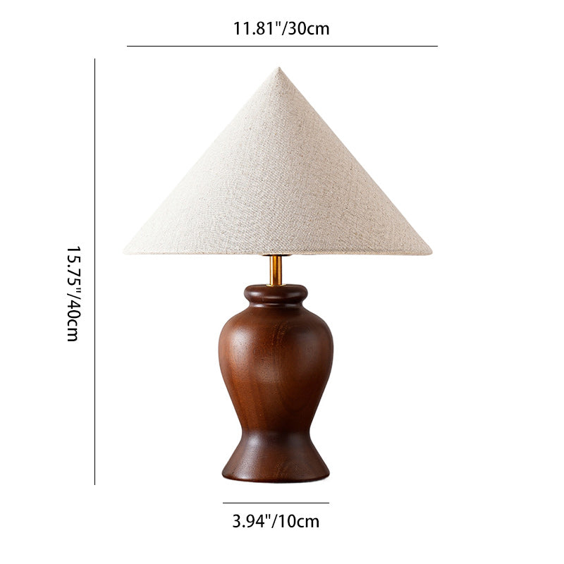 Modern Art Deco Printed Cylinder Cone Wood Fabric 1-Light Table Lamp For Bedroom