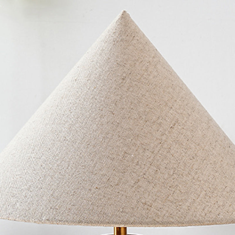 Modern Art Deco Printed Cylinder Cone Wood Fabric 1-Light Table Lamp For Bedroom
