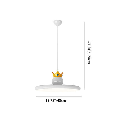 Contemporary Nordic Cream Crown Round Iron ABS Resin LED Pendant Light For Dining Room
