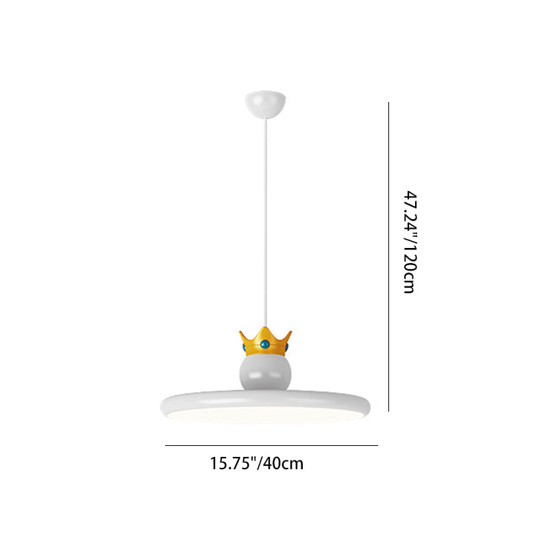 Contemporary Nordic Cream Crown Round Iron ABS Resin LED Pendant Light For Dining Room