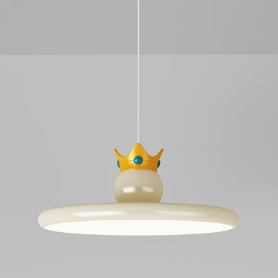 Contemporary Nordic Cream Crown Round Iron ABS Resin LED Pendant Light For Dining Room