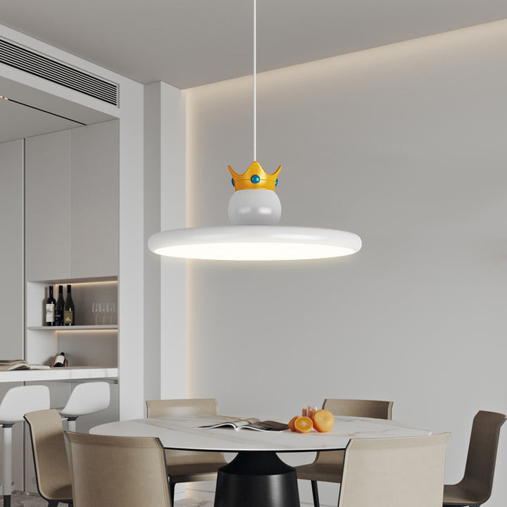 Lustre suspendu LED en résine ABS en fer rond crème nordique contemporain pour salle à manger 
