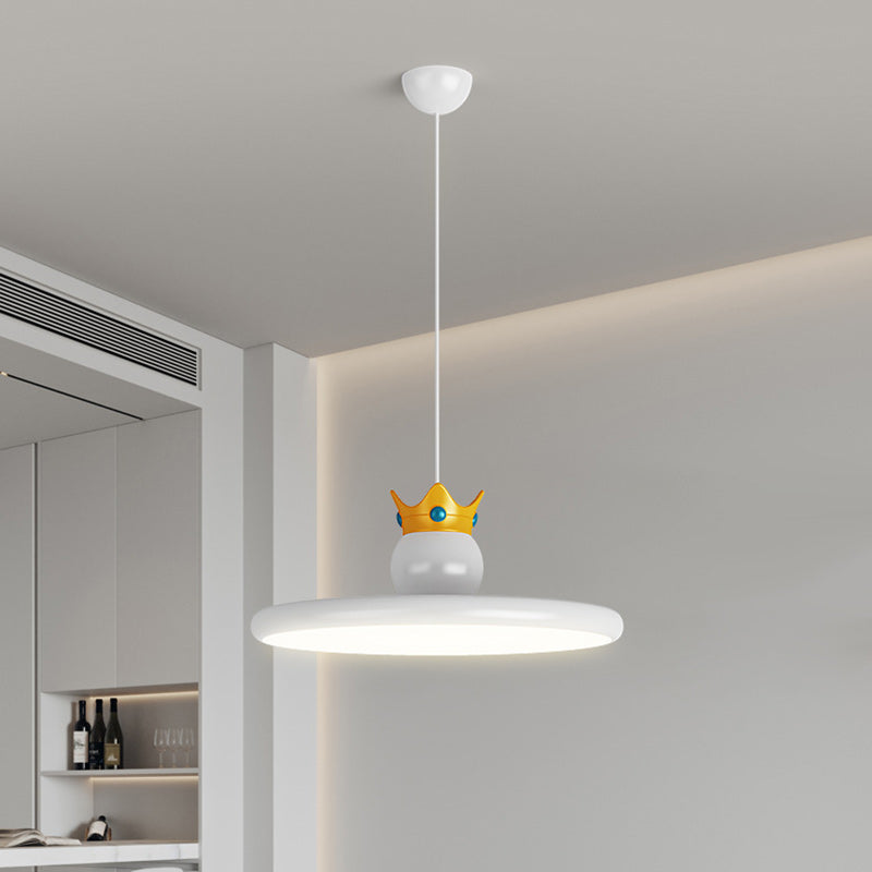 Contemporary Nordic Cream Crown Round Iron ABS Resin LED Pendant Light For Dining Room