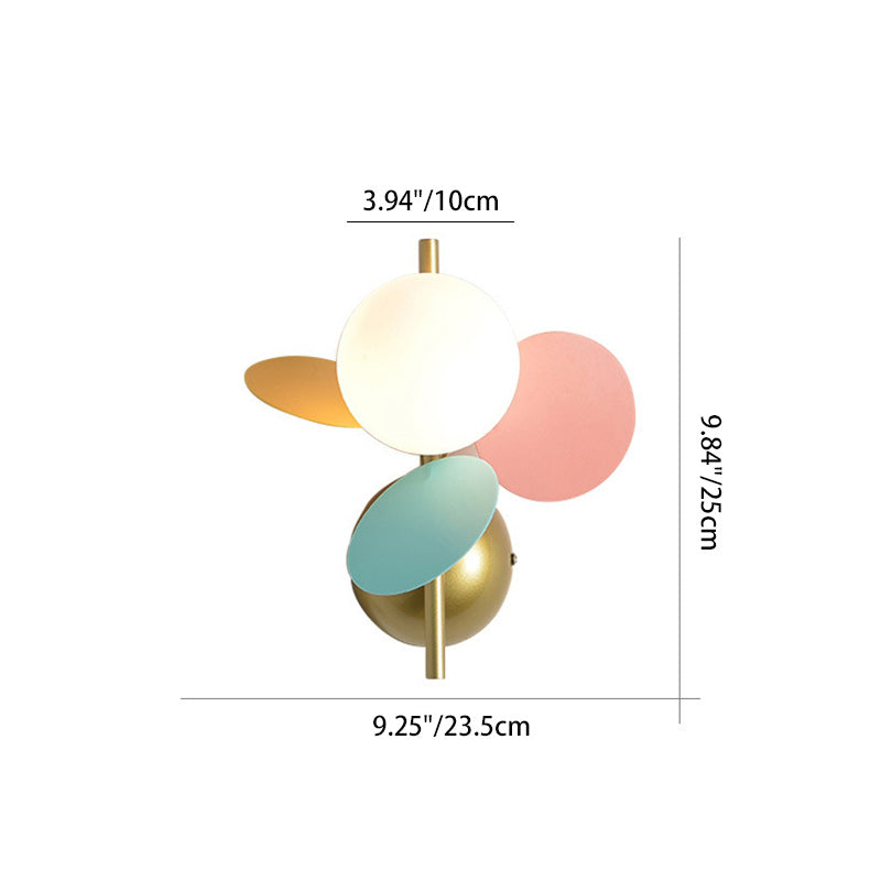 Lampe applique murale 1 lumière en verre PVC fer rond macaron pour chambre d&