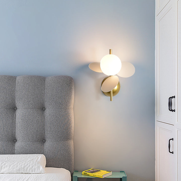 Lampe applique murale 1 lumière en verre PVC fer rond macaron pour chambre d&