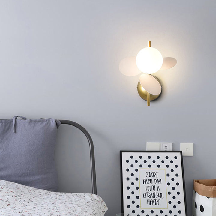 Lampe applique murale 1 lumière en verre PVC fer rond macaron pour chambre d&