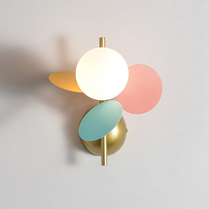 Lampe applique murale 1 lumière en verre PVC fer rond macaron pour chambre d&