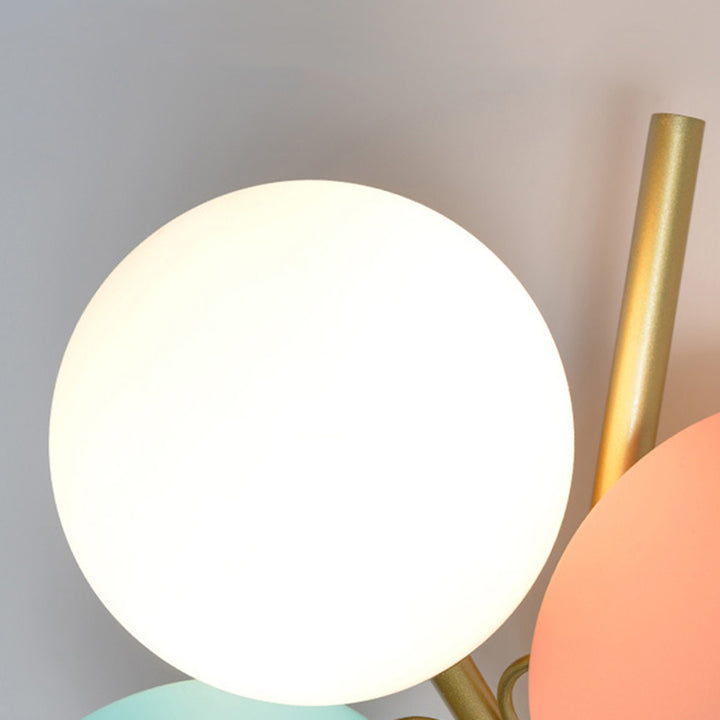 Lampe applique murale 1 lumière en verre PVC fer rond macaron pour chambre d&