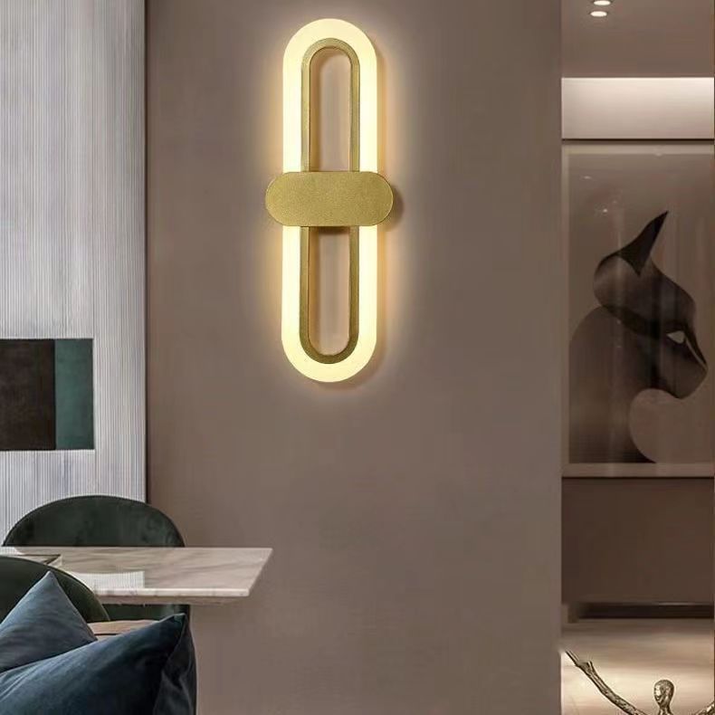مصباح حائط LED بيضاوي من الألومنيوم والأكريليك بأسلوب حديث وبسيط لغرفة النوم 