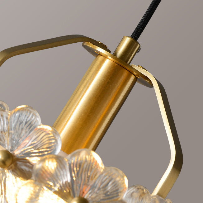 Modern Luxury Romantic Flower Round Cylinder Copper Crystal 1-Light Wall Sconce Lamp For Bedroom