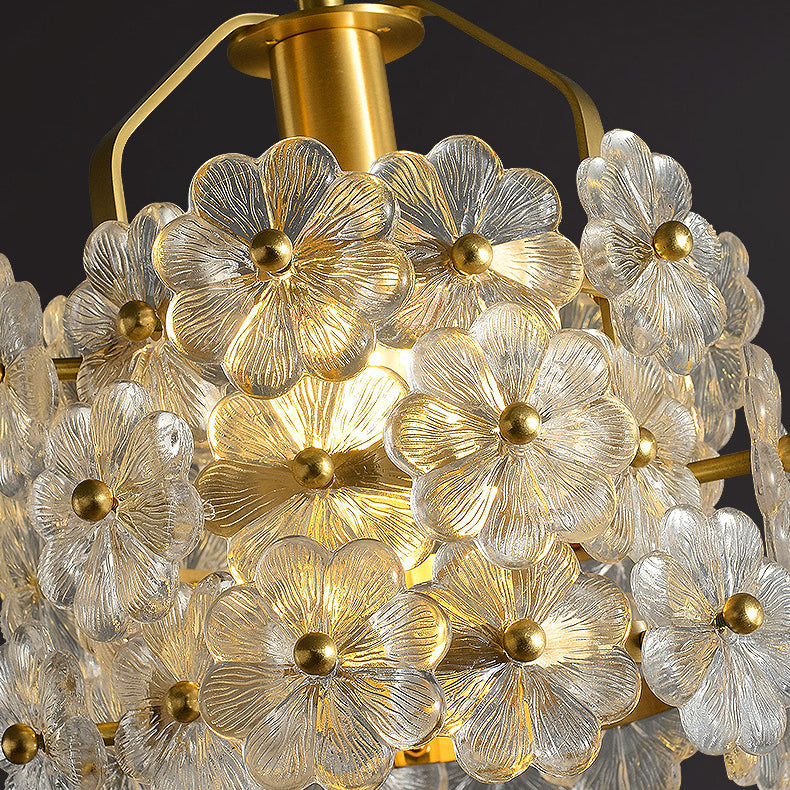 Modern Luxury Romantic Flower Round Cylinder Copper Crystal 1-Light Wall Sconce Lamp For Bedroom