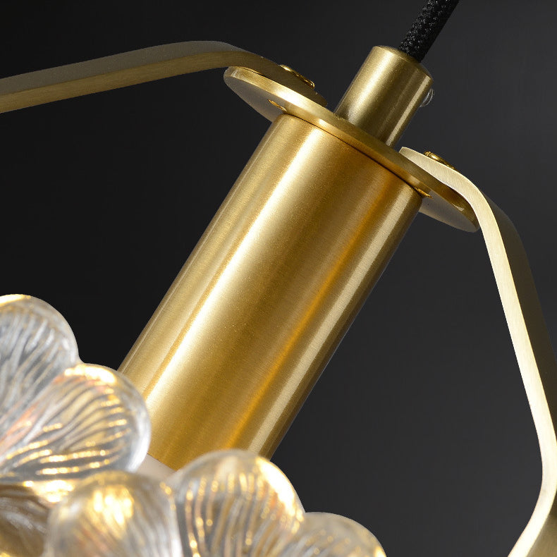 Modern Luxury Romantic Flower Round Cylinder Copper Crystal 1-Light Wall Sconce Lamp For Bedroom