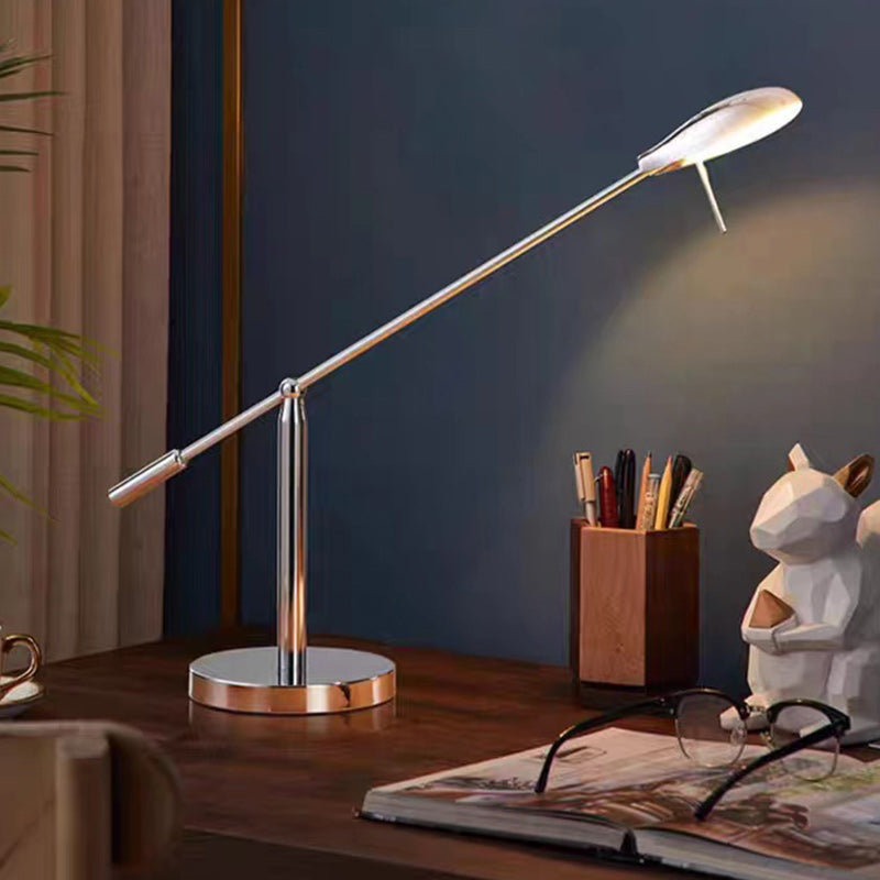 Modern Minimalist Long Oval Cylinder Iron Aluminum LED Table Lamp For Bedroom