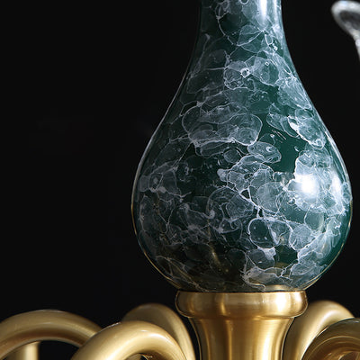 Traditional French Round Branch Copper Glass Ceramic 3/6/8/10 Light Chandelier For Living Room