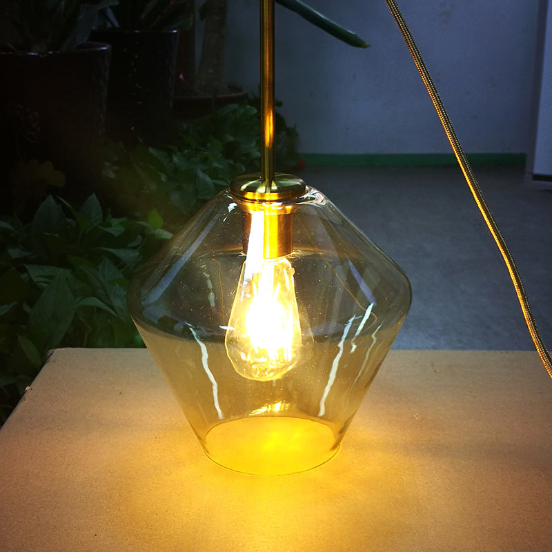 Contemporary Scandinavian Irregular Cylinder Round Oval Hardware Glass 1-Light Pendant Light For Bedroom