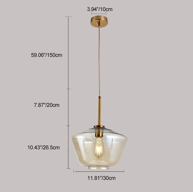 Contemporary Scandinavian Irregular Cylinder Round Oval Hardware Glass 1-Light Pendant Light For Bedroom