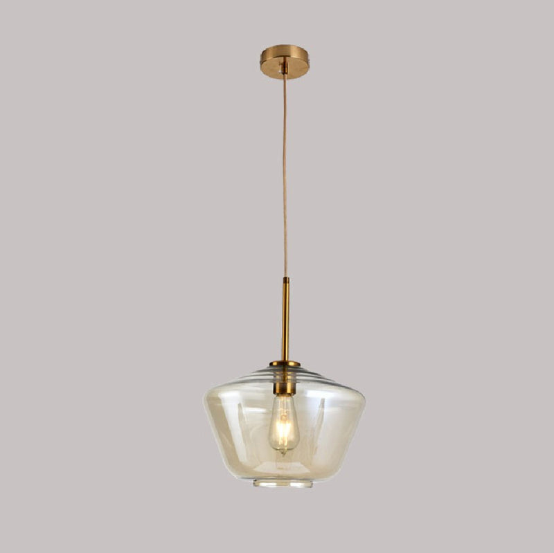 Contemporary Scandinavian Irregular Cylinder Round Oval Hardware Glass 1-Light Pendant Light For Bedroom
