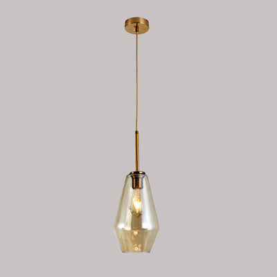 Contemporary Scandinavian Irregular Cylinder Round Oval Hardware Glass 1-Light Pendant Light For Bedroom