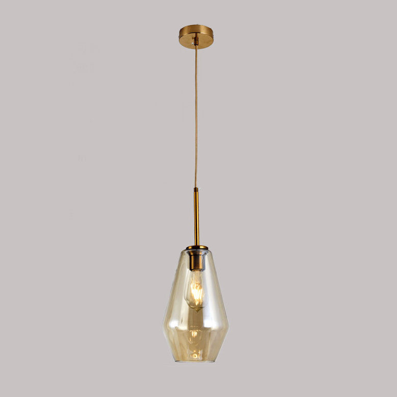 Contemporary Scandinavian Irregular Cylinder Round Oval Hardware Glass 1-Light Pendant Light For Bedroom