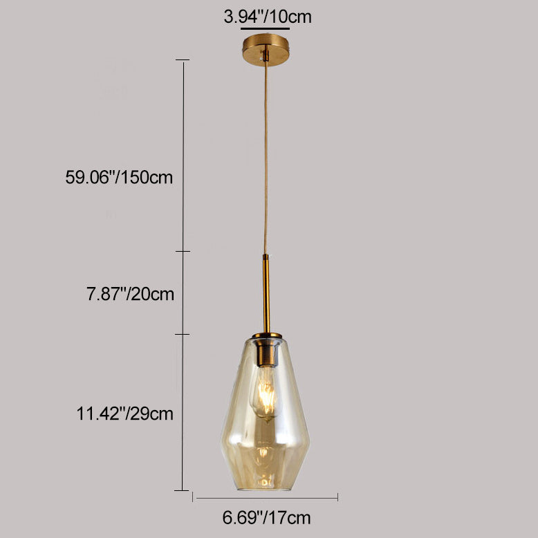 Contemporary Scandinavian Irregular Cylinder Round Oval Hardware Glass 1-Light Pendant Light For Bedroom