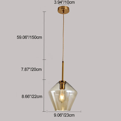 Contemporary Scandinavian Irregular Cylinder Round Oval Hardware Glass 1-Light Pendant Light For Bedroom