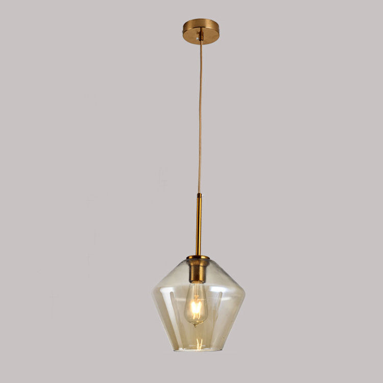 Contemporary Scandinavian Irregular Cylinder Round Oval Hardware Glass 1-Light Pendant Light For Bedroom
