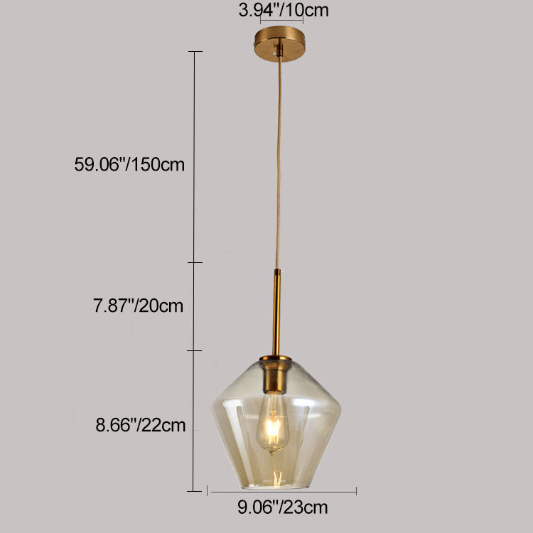 Contemporary Scandinavian Irregular Cylinder Round Oval Hardware Glass 1-Light Pendant Light For Bedroom