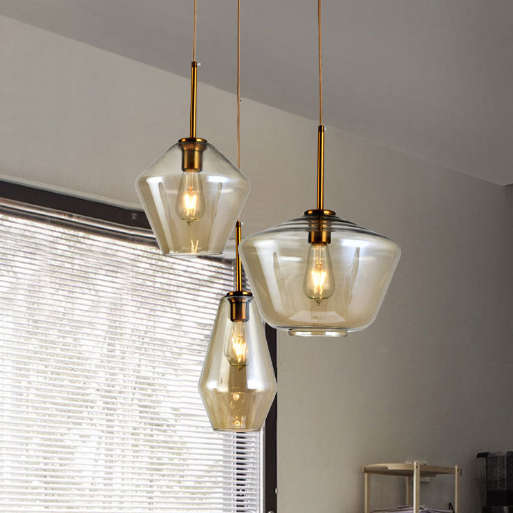 Contemporary Scandinavian Irregular Cylinder Round Oval Hardware Glass 1-Light Pendant Light For Bedroom